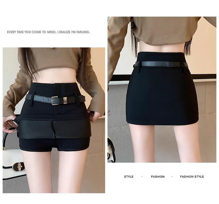 Women's High-Waist Belted Black A-Line Skirt - Sexy Summer Style