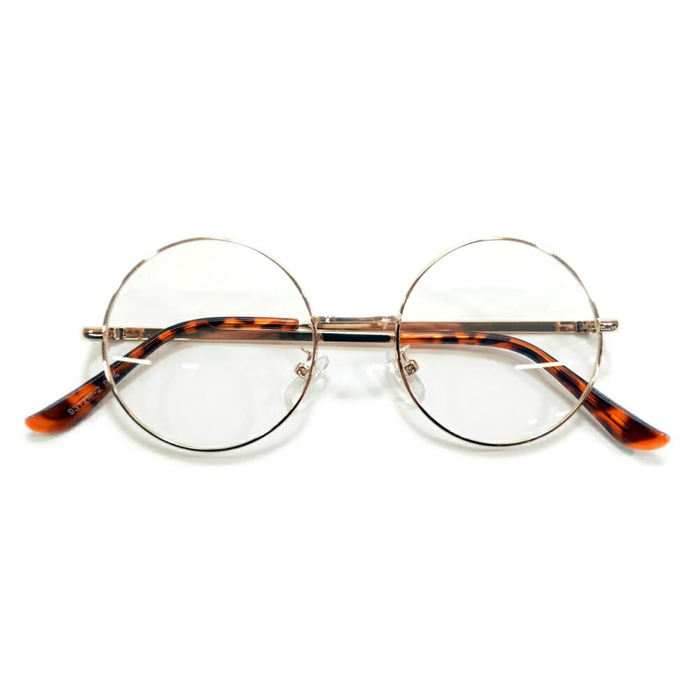 [MERRY PLEASURE] Sunglasses, Fashion Glasses, Men s & Women s, Round, Boston Style, Thin Rim, Metal Frame, Silver, Gold, Black, Brown, Bronze, Clear