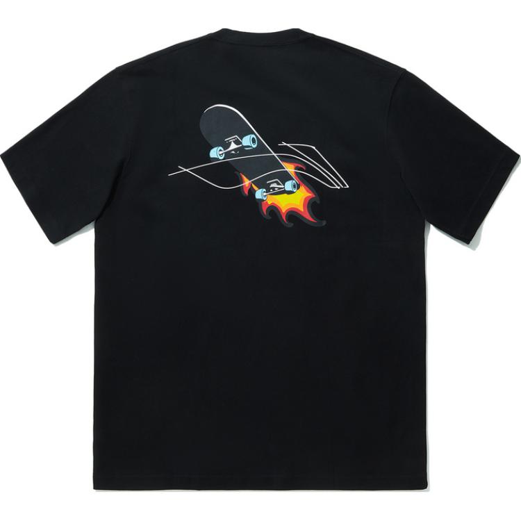 Li Ning Skateboard Series Loose Fit Round Neck Short Sleeve T-Shirt Unisex Tops Black AHSU937-3