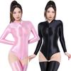 Heiß Sexy Öl Glänzend Reißverschluss Offener Schritt Body Damen Elastisch Yoga Formgebend Einteiler Trikot Strumpfhose Durchsichtig Jumpsuit