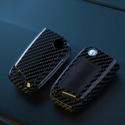 ABS Carbon Fiber Car Key Case Cover Fob for VW Volkswagen Golf 7 MK7 Tiguan MK2 for SEAT Ateca Leon FR 2 Ibiza for Skoda Octavia