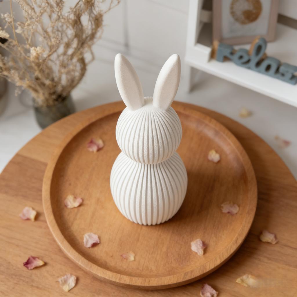 3D Printed Easter Bunny Striped Figurine | Festive Home Decor