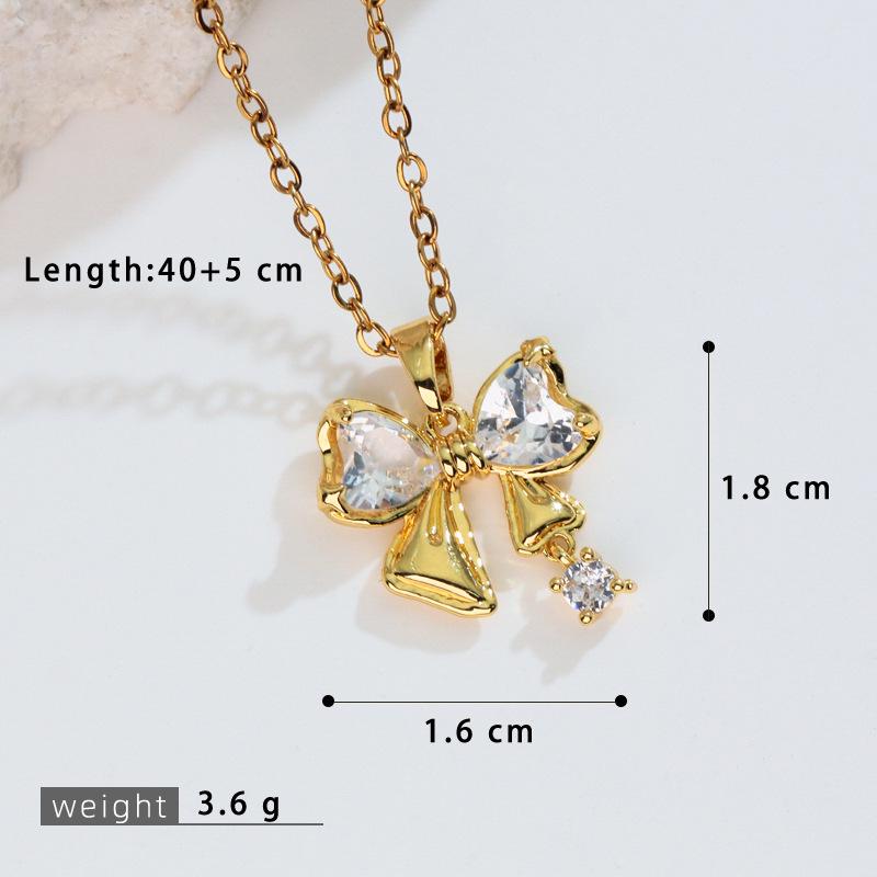 Internet Celebrity Style: Women's Sweet Bow Zirconia Necklace - Niche Design & Elegant Clavicle Pendant