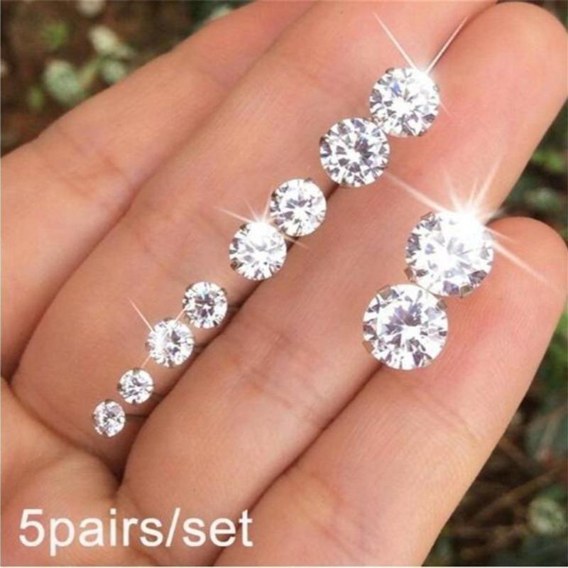 10 Stücke Hochwertige Ohrstecker Set Einfache Frauen Legierung Zirkon Ohrring Sets Schmuck Ac
