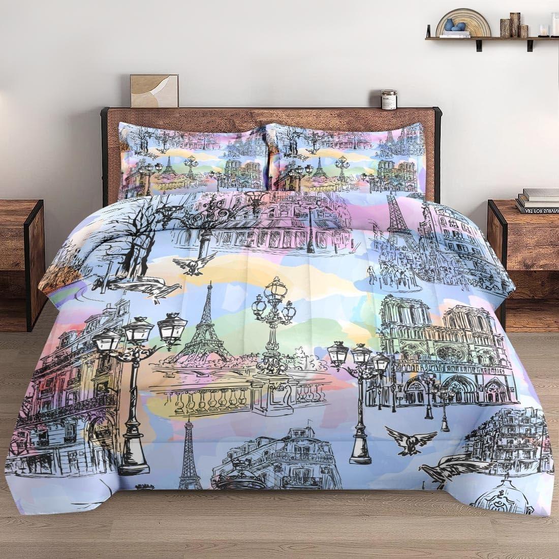 

Fashion City Scenery Bedding Set Tropical Forest Plant Duvet Cover Set Pillowcases Soft Queen King Size Kids Adult Birthday Gift EU Single(135*200cm)3pcs