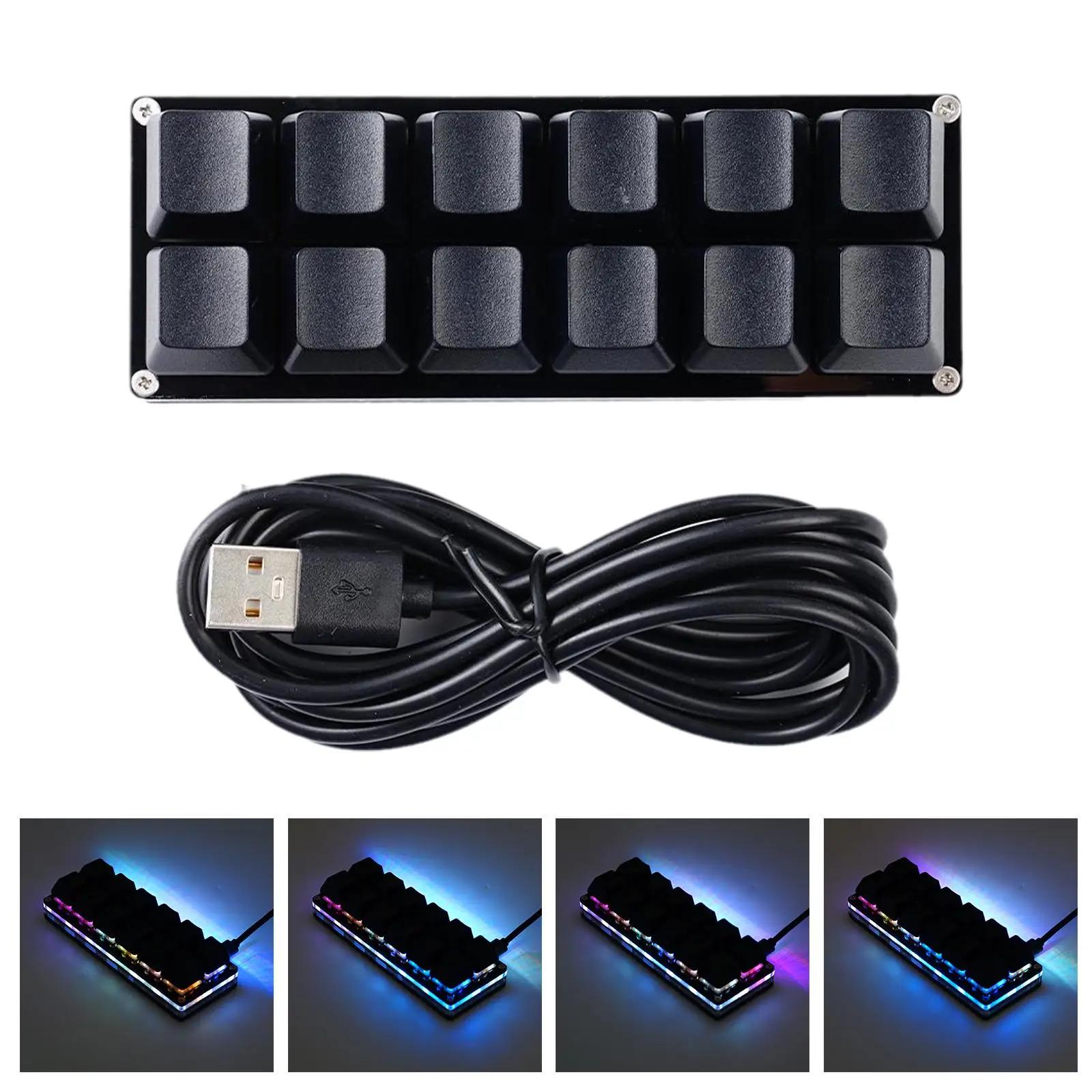 

12 Keys Custom Mini Keypad Black With RGB Light USB OSU Programmable Mechanical Keyboard Macropad For Office Gaming E3S9