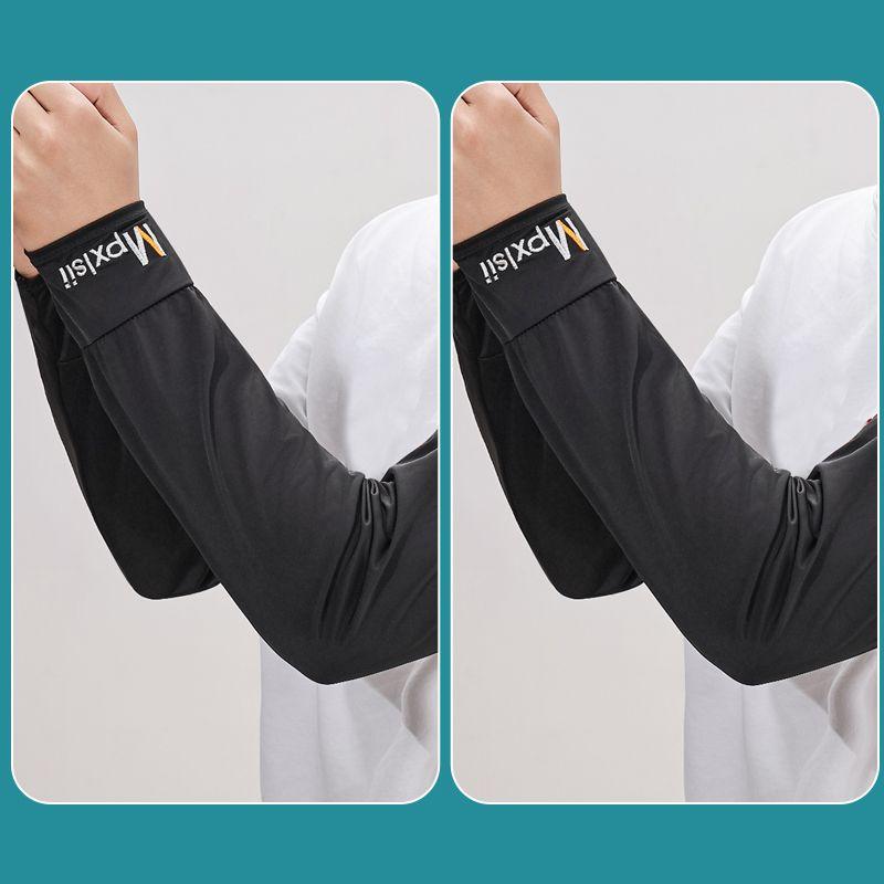 

Summer Sun Protection Viscose Fiber Oversleeve Large Long Style Men Loose Arm Sleeves plus Size Thin Summer Cycling Sleeve [2 double change combination] black + Black