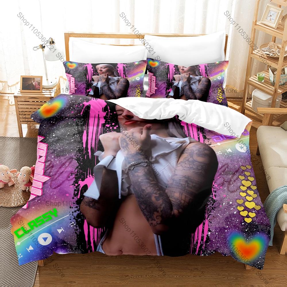 Young Miko BabyMiko 3PCS Bedding Set, Duvet Cover + 2 Pillowcases, Latin Trap Star Print Soft Microfiber for Fans Bedroom Decor