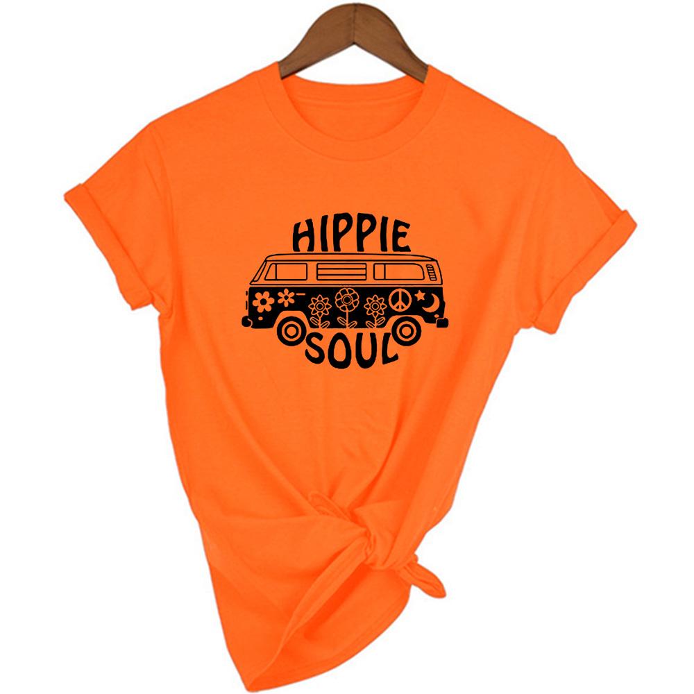Hippie Print Graphic Women T Shirt Short Sleeve O Neck Aesthetic Tshirt Female Casual Ladies