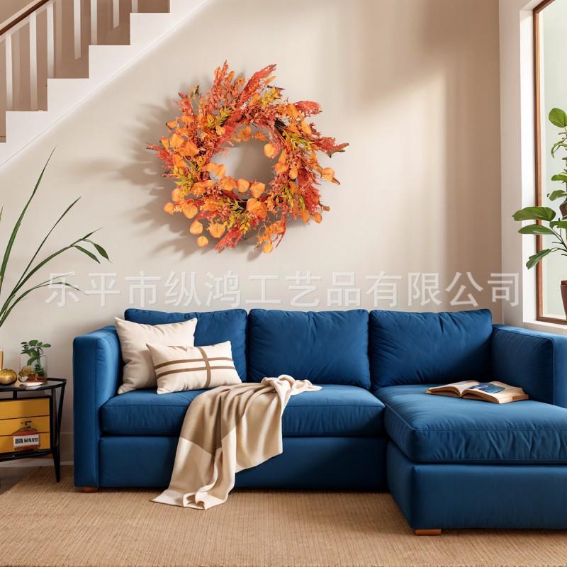 Artificial Eucalyptus Garland Door Hanging Decor Halloween Fall Harvest Festival Wreath 45cm 55cm Plastic