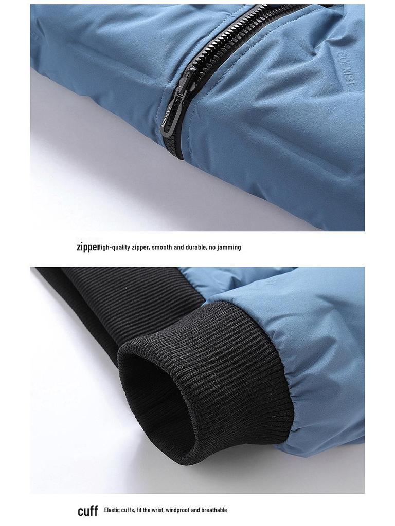 Men's Reversible White Duck Down Puffer Jacket: Short, Hooded, Solid Color, Warm, Windproof for Autumn and Winter