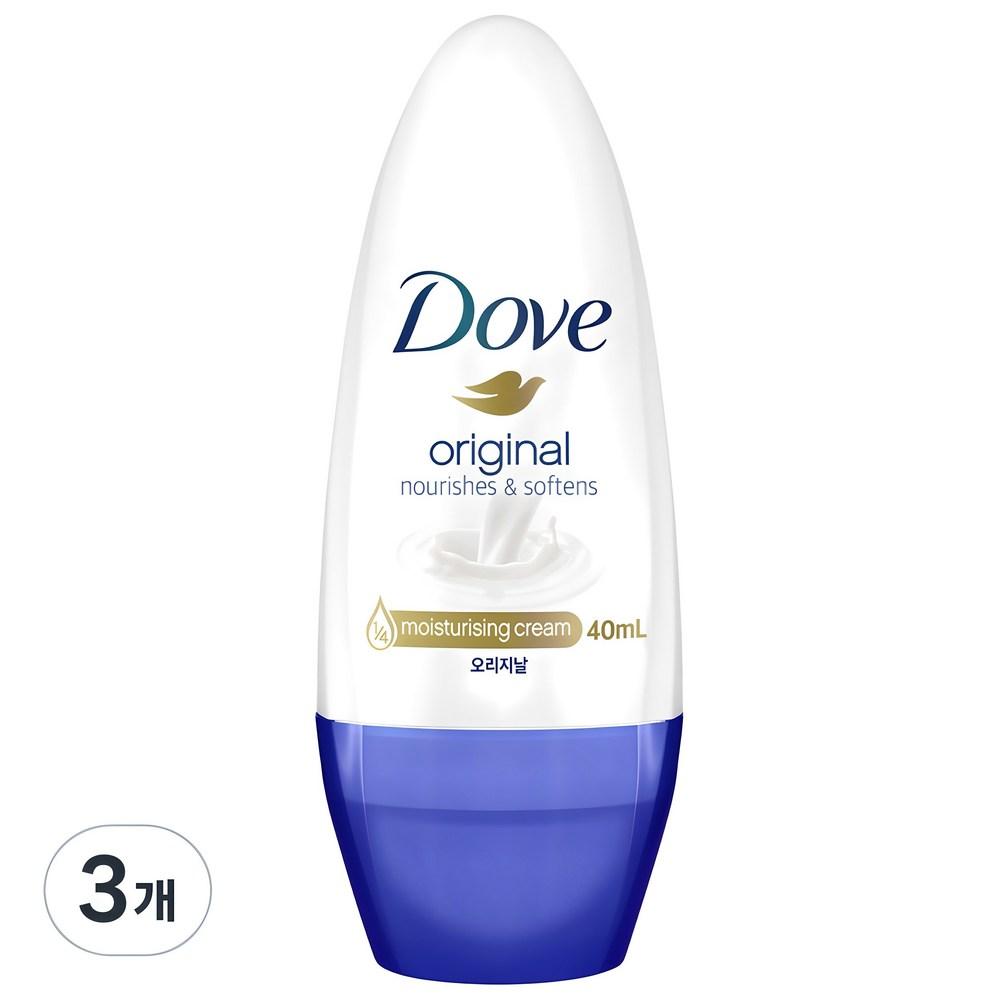 Dove Original Roll-On Deodorant, 40ml, 3 units