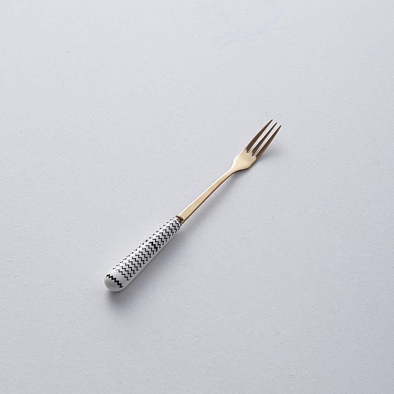 Minimalistyczny Ceramiczny Zestaw Noża do Steków, Widelca i Łyżki ze Stali Nierdzewnej - Kreatywna Zachodnia Zastawa Stołowa