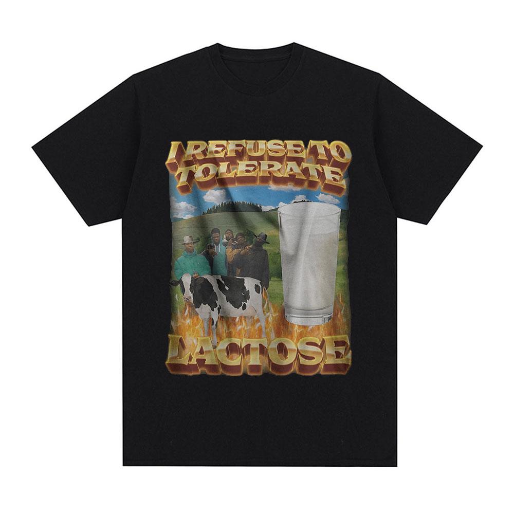Lactose Tolerant Graphic Print T-Shirt Women Vintage Fashion Short Sleeve T-shirts 100% Cotton Casual Cozy Summer T Shirts