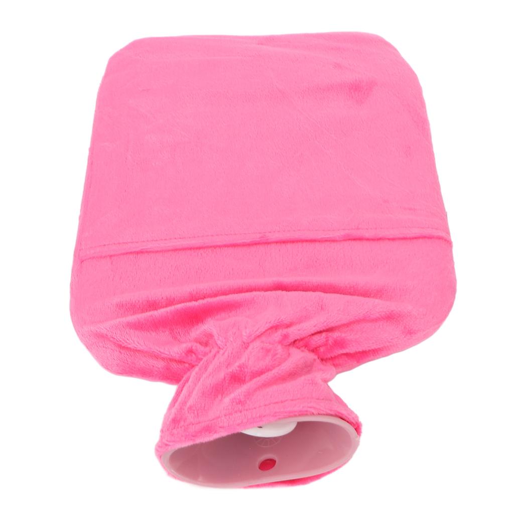 Hot Water Bottle with Plush Cover Men Women 2L PVC Soft Hot Water Bag for Neck Shoulder Soreness Pink