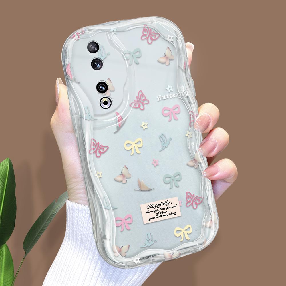 Cute Cartoon Pattern Cream Texture Casing Wavy Edge Soft Silicone Cover Phone Case for Huawei Honor Infinix Tecno iPhone