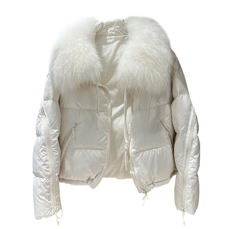 Womens Short Down Coat With Real Fox Fur Collar Lightweight Luxury Design Warm Winter 2026