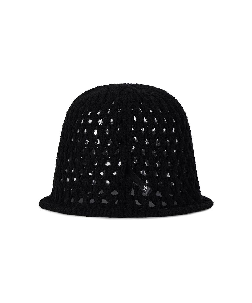 Bajal Vz Long Label Punched Knit Bucket Hat Black