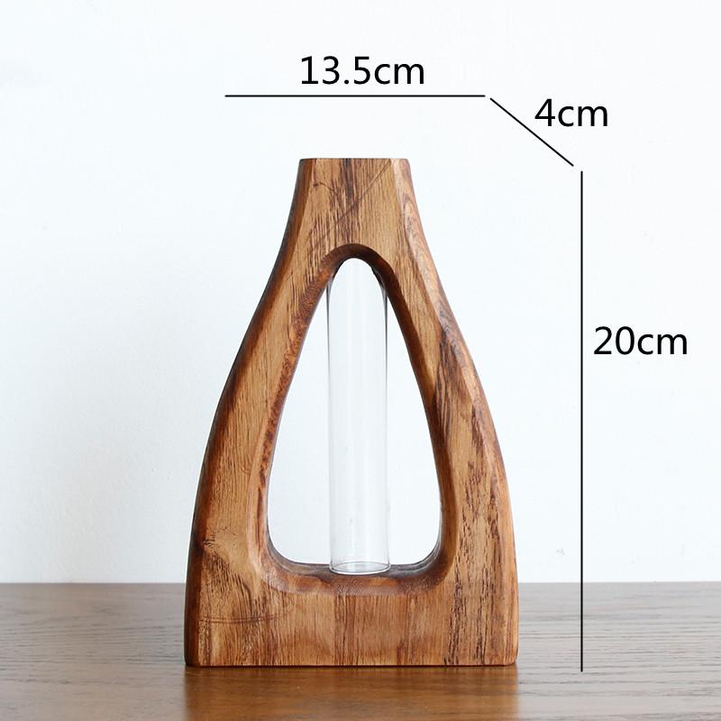 Handgefertigte Vase aus Massivholz, ausgehöhltes Glasröhrchen, Blumenarrangement, Hydrokultur, Holzvase, Topfblumen, Wohnaccessoires
