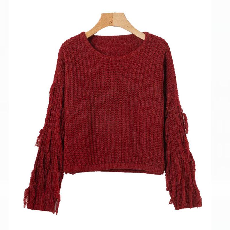 2025 Autumn/Winter Women's European & American Style Loose Tassel Knit Sweater