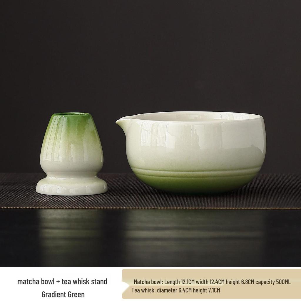Japanese Matcha Tea Set: Ceramic Bowl & Whisk