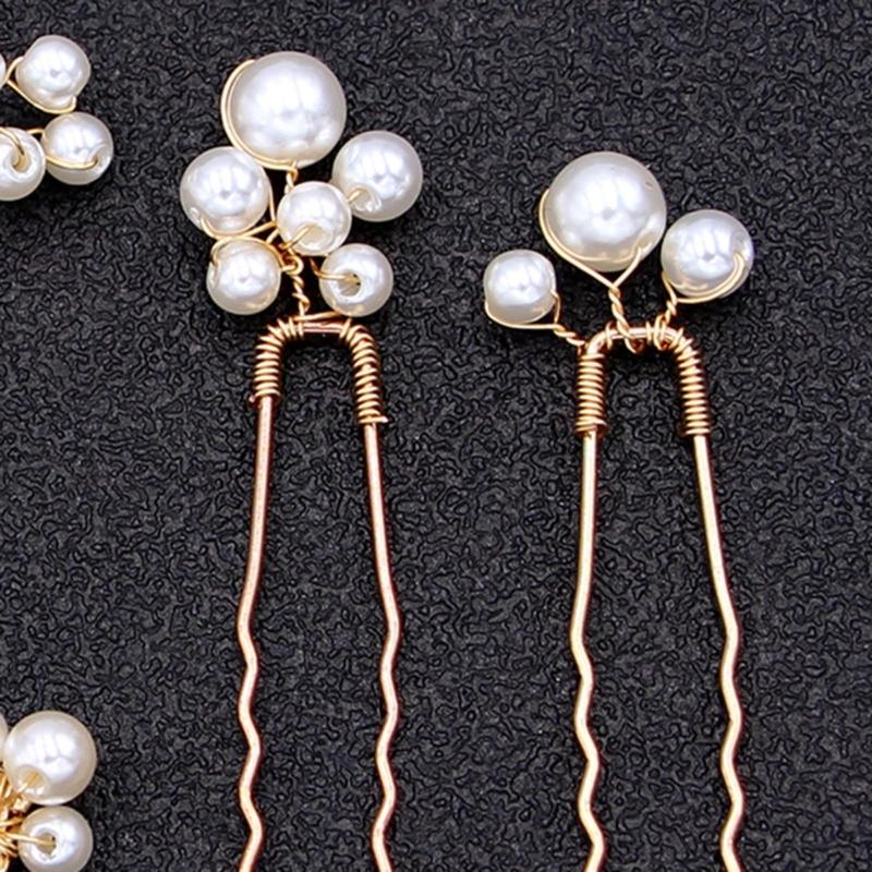 5Pcs Wedding Rhinestones Hairpins Bridal Party Hair Accessories With U Shaped Design For Bride Bridesmaids Flower Girls