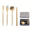 4pcs Set Removable 304 Stainless Steel Portable Cutlery Set Camping Tableware Chopsticks Spoon Folding Set
