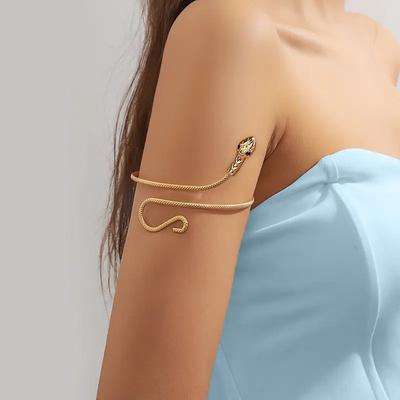 Retro Schlangen Offener Armreif Halsband Zwei Tragevarianten Verstellbar Gothic Anhänger Kreativ Klassisch Heißer Verkauf