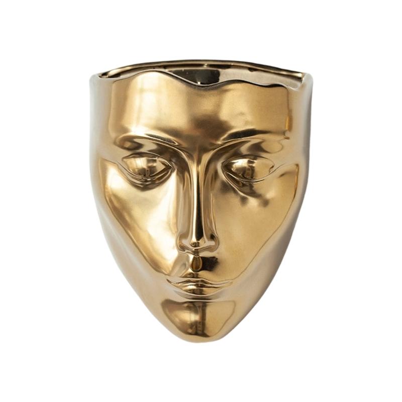 

Decorationative Ceramic Face Flower Pot Hanging Planter For Living Room Bedroom Balcony Garden Wall Decoration золотий