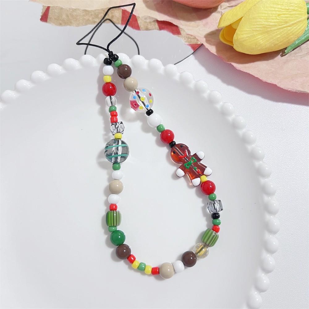 1PC Christmas Mobile Phone Chain Color Chain CCD Hanging Decoration Hanging Rope Cute Bead DIY Camera Dopamine Explosion