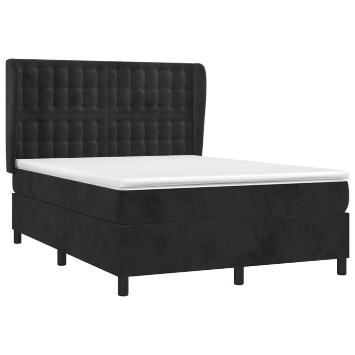 VidaXL Divan Bed with Mattress Black 140x190 Cm Velvet - Model 3129449