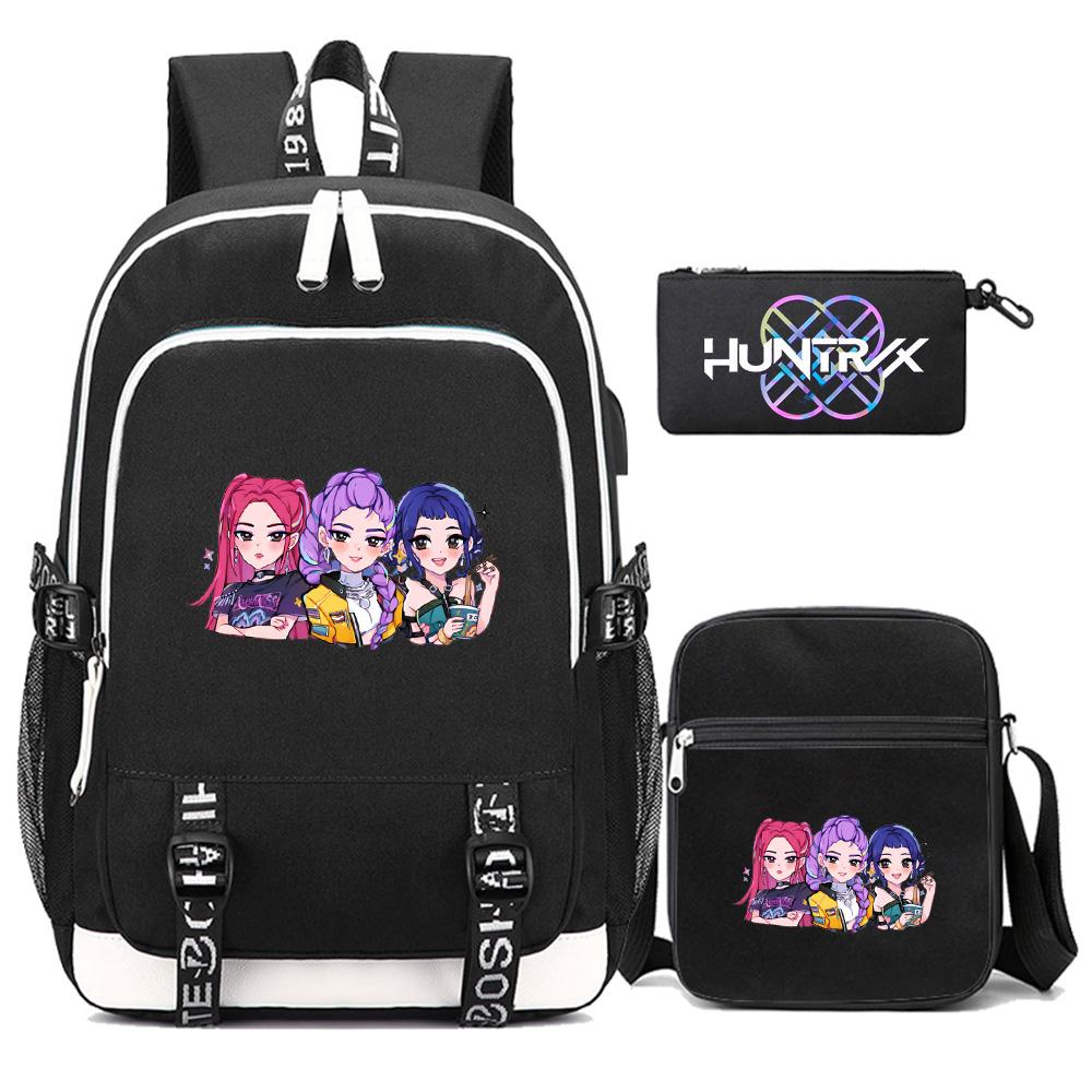 3Pcs/set New Anime Kpop Printed Backpack with Shoulder Bag Pencil Case for Teenager Girl Boy Bookbag Large Capacity Waterproof Travel Bag Kid Gift
