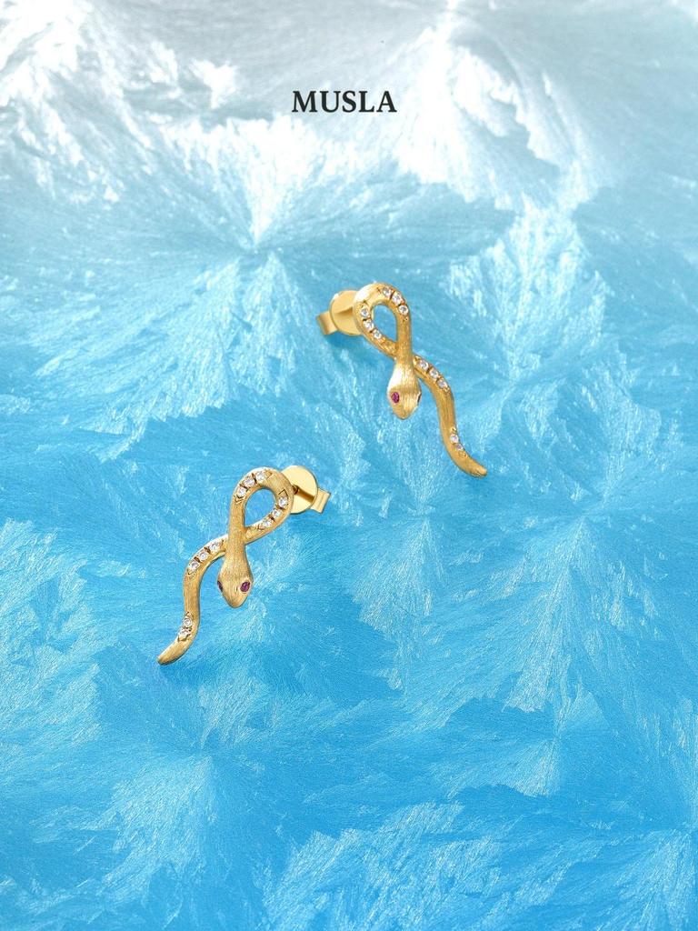 Musla Design Jewelry For Women Snake Shaped Hoop Earrings 925 Sterling Silver Earrings Zircon Fashion Stud Earrings