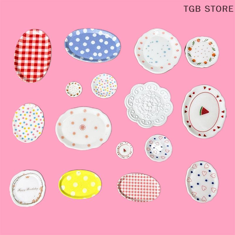 4 Stück 1:12 Puppenhaus Miniatur Teller Teller Tablett Puppenhaus Mini Küche Geschirr Dekoration Spielzeug Puppe Wohnaccessoires