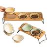 Non-Spill Raised Pet Bowl Set: Double Dog Bowl, Triple Cat Bowl, Anti-Tip Ceramic for Neck Protection