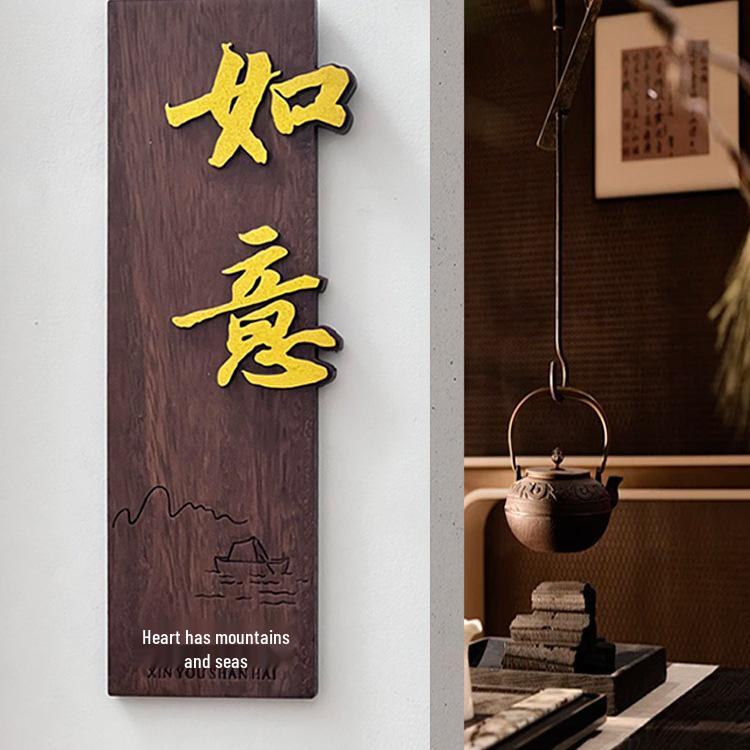 Chinese Style Solid Wood Door Sign for Hotels, B&Bs, Tea Houses, Restaurants, and Homes