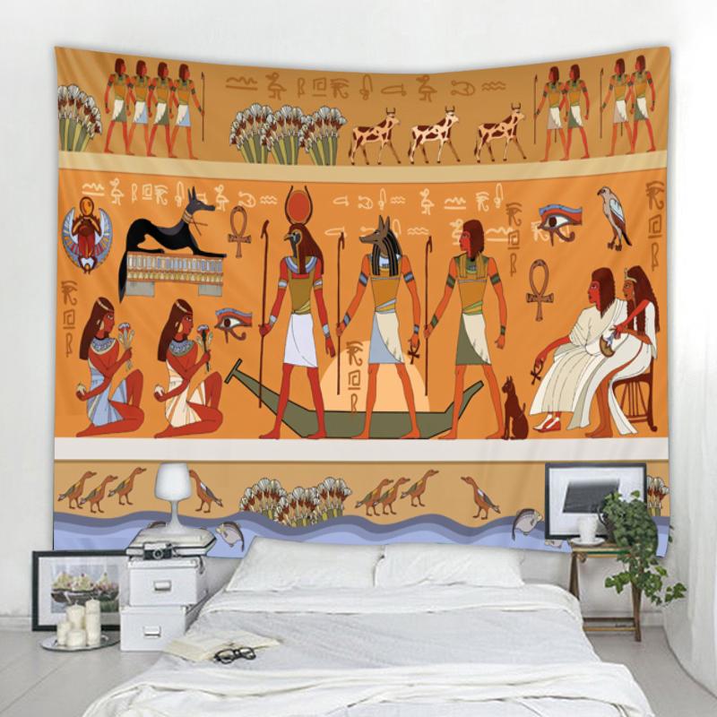 Bohemian Wall Tapestry Curtain Living Room Bedroom Tapestry Egyptian Pharaoh Palace Mythology Decorative Tapestry