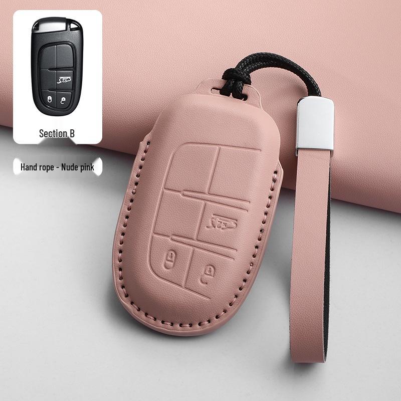 Leather Car Key Holder for Jeep Compass and Dodge Renegade