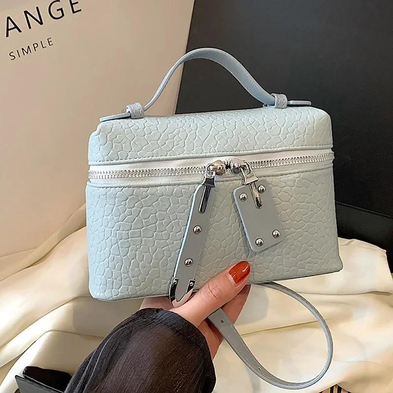 Senior Sense Litchi Leather Mini Square Bag Women's 2025 Summer New Fashion Crossbody Bag Korean Style Portable Popular Shoulder Handbag