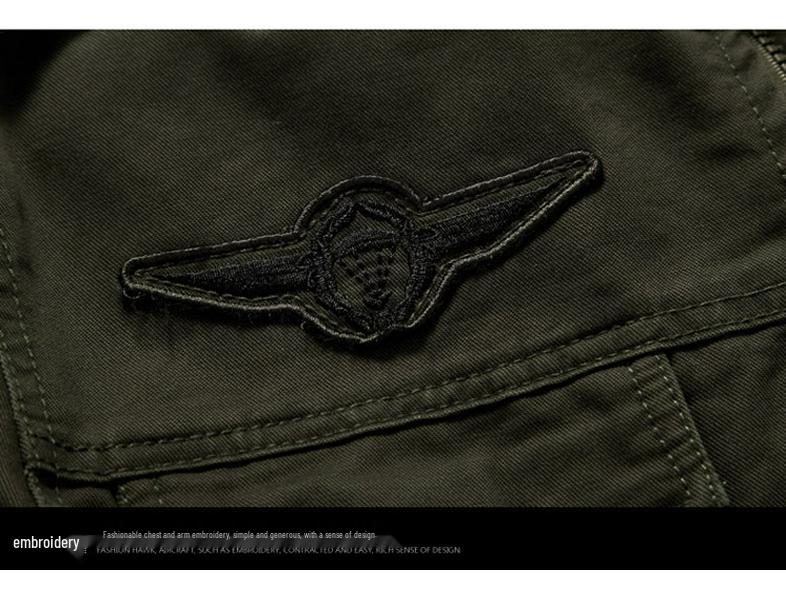 2024 Men's Casual Slim Fit Brown Cotton Work Jacket with Side Pockets & Zipper