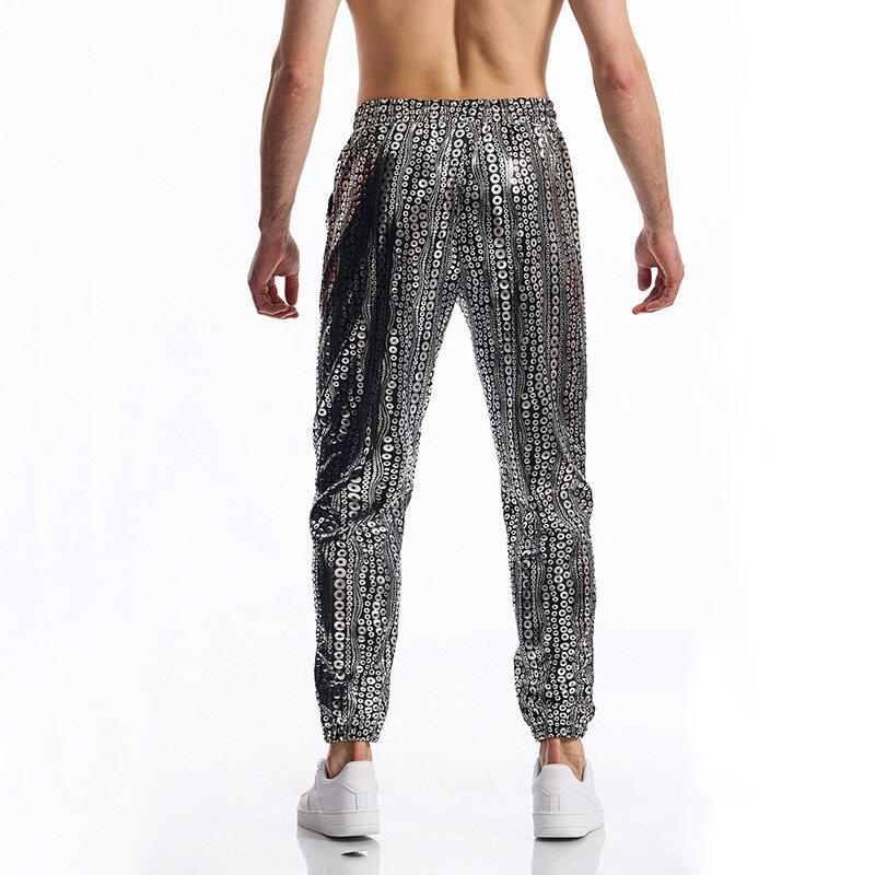 Casual pants men's summer bright polka dot pattern pants men's fashion elastic waist drawstring pants straight comfortable nightclub pants