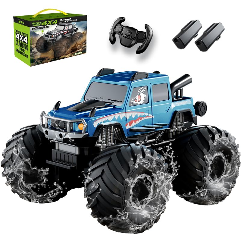 ZAVEN RC Popular Amphibious Car for Includes 2 Remote Toy for Boys Ages Birthday Christmas Technical Standards E215 Car, Off-Road Kids, Waterproof,