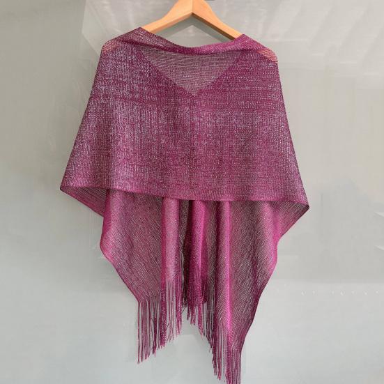 Women Beach Shawl Breathable Fabric Cover-up Shawl with Versatile Tassel Design Weddings Parties Travel Daily