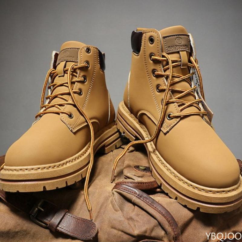 Men's Spring Autumn Retro High Top Boots Simple Comfortable Versatile for Daily Leisure Anti Slip Wear-resistant Men's Shoes
