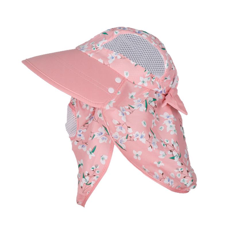 Women's Floral Wide Brim Sunshade Hat with Face & Neck UV Protection - Breathable for Outdoor & Tea Picking Activities