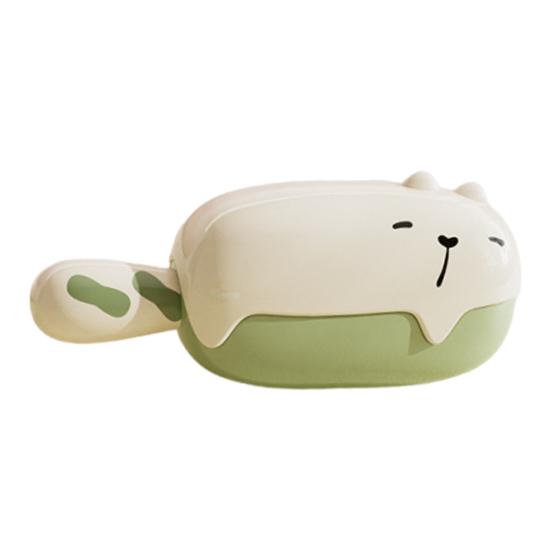 

Lint Roller with Integrated Storage Box Cartoon Cat Design No Damage Pet Hair Lint Pilling Remover Reusable Cleaning Tool зелёный