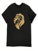 Lion Leo Animal King Golden Graphic Head Design Graphic Art Abstract T-Shirt Funny Meme T-Shirts Blacks T-Shirt Unisex