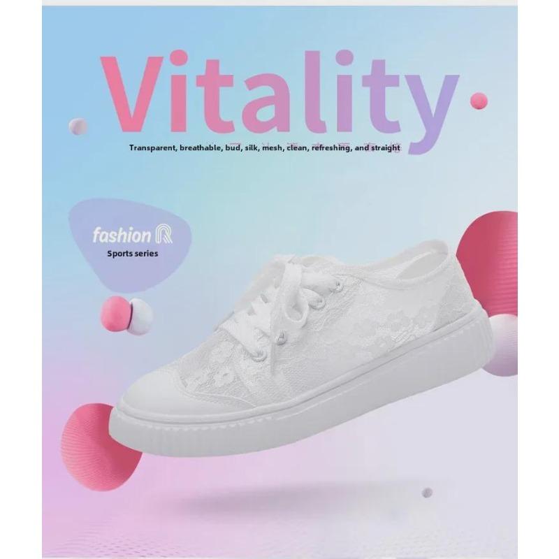 2025 Summer New Trend Lace Mesh Breathable Mesh Hollow Canvas Shoes Casual Sports Small White Shoes Board Shoes