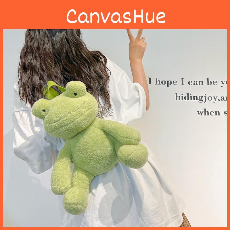 Frog Adorable Green Plush Backpack Cartoon Girl Bag For Gift Giving Use Everyday