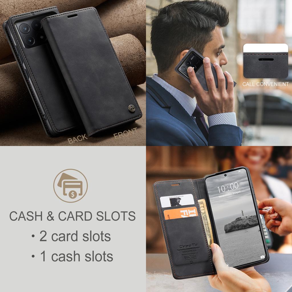 For Xiaomi Redmi K70E 5G/Xiaomi Poco X6 Pro 5G Wallet Case CASEME 013 Series PU Leather Phone Cover Stand
